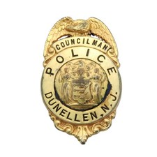 Antique Vintage Obsolete Dunellen NJ Police Councilman Badge C.G. Braxmar Co NY picture