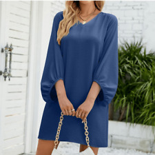 Boutique Navy Blue V Neck 3/4 Bubble Sleeve Dress Size 2XL NWOT picture