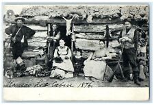 c1910 Exterior Kansas Log Cabin Family Downs Kansas KS Vintage Antique Postcard picture