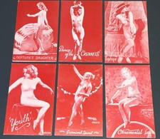 6 Vintage 1940s Mutoscope Arcade Cards Red Tint Pin-Up Art Nudes I.M.R. Co. Lot picture