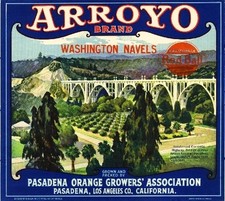 f15 Pasadena California Arroyo Seco Bridge Orange Citrus Label Fridge Magnet picture