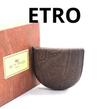 Etro Men Accessories With Box Paisley Coin Case Purse Brown Limited Edition VHTF picture