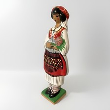 Albanian Figurine Terracotta Female in Traditional Dress 9.5” Folk Art picture