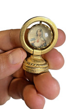 Antique Vintage Catholic Magnetic Car Dashboard Shrine Spinning Mary St Joseph picture
