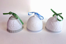Lot of 3 Vintage Lladro Porcelain Bells 1988 Christmas 1992 1994 Coll Society  picture