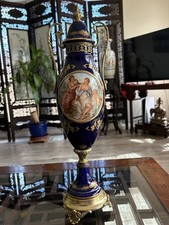 French Style Sevres Royal Blue Porcelain Vase picture