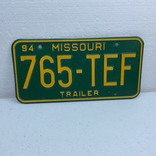 1994 Missouri Trailer License Plate Tag# 765 TEF picture