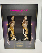 Christian Siriano Skeleton Resin Candle Holders 2pk Antique Gold Boxed picture