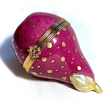 France French Limoges Signed Pear Trinket Box Peint Main Limoge picture