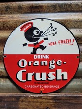 VINTAGE ORANGE CRUSH PORCELAIN SIGN OLD 1954 SODA POP COLA BEVERAGE DRINK CRUSHY picture