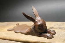 Antique Style Cast Iron Door Stop Rabbit Hare Wedge Rust/Black picture