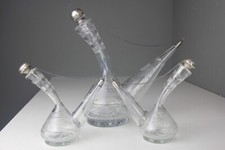 Antique Spanish Etched Glass Porron Wine Decanter with Sterling Silver Stopper picture