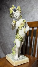 Continental Large Bacchus Boy Sculpture - Glazed Terracotta (1900) picture