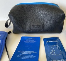 Tumi Black Leather Blue Zip Hanging Travel Kit Partnership With ELAL Airlines picture