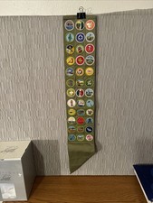 Vintage BSA Olive Green Merit Sash W/36 Merit Badges Possible 1960’s?? picture