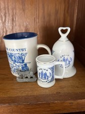 Vintage Amish Country Blue White collectibles Lot Mug Bell Mini Cup Magnet picture