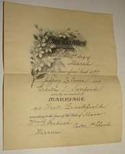 1897 West Brookfield MA Marriage Certificate Wm Forbush Signed, Dartmouth Grad. picture