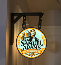 Samuel Adams Oktoberfest Lighted Round Hanging Beer Sign w/ Wall Mount & Chains picture