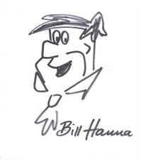 William Bill HANNA Fred Flintstone RARE Original Artwork Sketch Autograph Signed picture