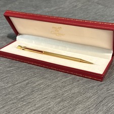 Cartier Must de Cartier Paris Gold Tone Metal Ballpoint Pen Gold Trim, Box picture