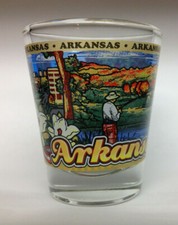 ARKANSAS STATE WRAPAROUND SHOT GLASS SHOTGLASS NEW  picture