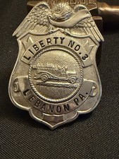 Vintage Liberty Fire Company No 3 Volunteer Fireman Badge Lebanon PA Obsolete picture