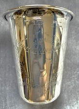 Vintage Judaica 800 Silver Kiddush Cup Gold Wash Hebrew Shabbat Kodesh 2.5