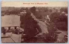 K51/ Wayland Ohio Postcard c1910 Birdseye View Stores Homes 20 picture