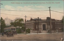 Toronto Ontario Canada Public Library Broadview Gerrard St Postcard Streetcar Au picture