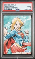 2023-24 Upper Deck DC ANNUAL SKETCH SUPERGIRL ARTIST LIPWEI CHANG PSA 9 SUPERMAN picture