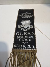 Antique IOOF Ribbon OLEAN NY Lodge 471 Whitehead Hoag In Memoriam ODD FELLOWS  picture