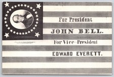 1860 John Bell Edward Everett Presidential Campaign Flag Postcard picture