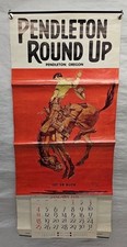 Pendleton Roundup Signed 1976 Calendar On Bottom Jack Bronco Barnes Rare Vintage picture