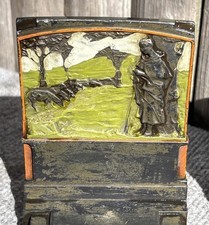 Rare Antique Pompeian Bronze THE SHEPHERDESS Bookends 1925 Art Nouveau Org Paint picture