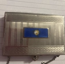 Vintage 1920's Silver Tone Art Deco Powder Compact . picture