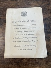 1971 Maryland Comptroller Swearing In Invitation Annapolis Political Ephemera picture