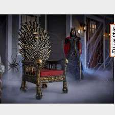 Home Accents Holiday 5 ft Halloween Decorative Bone Throne Chair Black/Red picture