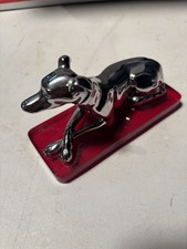 Vintage Art Deco Chrome Greyhound Figurine on Red Lucite Acrylic Base picture