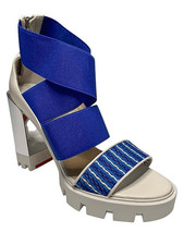 Christian Louboutin Patrouiagoma 100 Blue Platform Heeled Sandals EU 39.5 picture