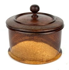 Mulga Wood Lidded Box Two Tone Australian Trinket Bowl Jar Vintage Hand Turned picture