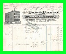 1880 Toledo, OH Shaw & Baldwin Notions, White Goods, And Gloves Letter Head Bill picture