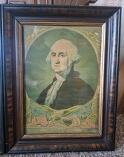 Original 1880 George Martha Washington Chromolithographs Framed Pair H Hallett picture