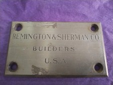Vintage Antique Remington & Sherman Safe Vault Door Nameplate Plaque picture