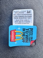 2026 McDonald's Monopoly Pennsylvania Railroad UNREDEEMED picture