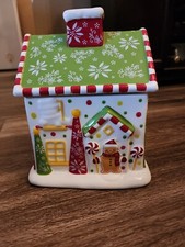 Temp-tations Gingerbread House Cookie Jar Christmas Snowman New Table Whimsy picture