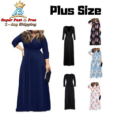 Women Dress For Party Evening Cocktail Long Maxi Dress V Neck 3/4 Sleeve  picture