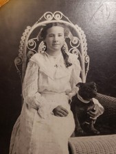 Antique 1900s Ellensburg Wash Photo Card Aunt Agnes Sperling Pug Puppy Dog picture