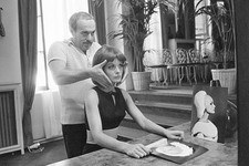 Stylist Jacques Esterel with model Bibelot in Paris on July 28 1964 Old Photo picture