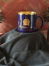 Vintage Waldorf Astoria Hotel Coffee Mug Cobalt Blue Gold Pinstripe picture