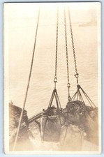 c1910's Coaling US Navy Ship Sailors #5 RPPC Photo Unposted Antique Postcard picture